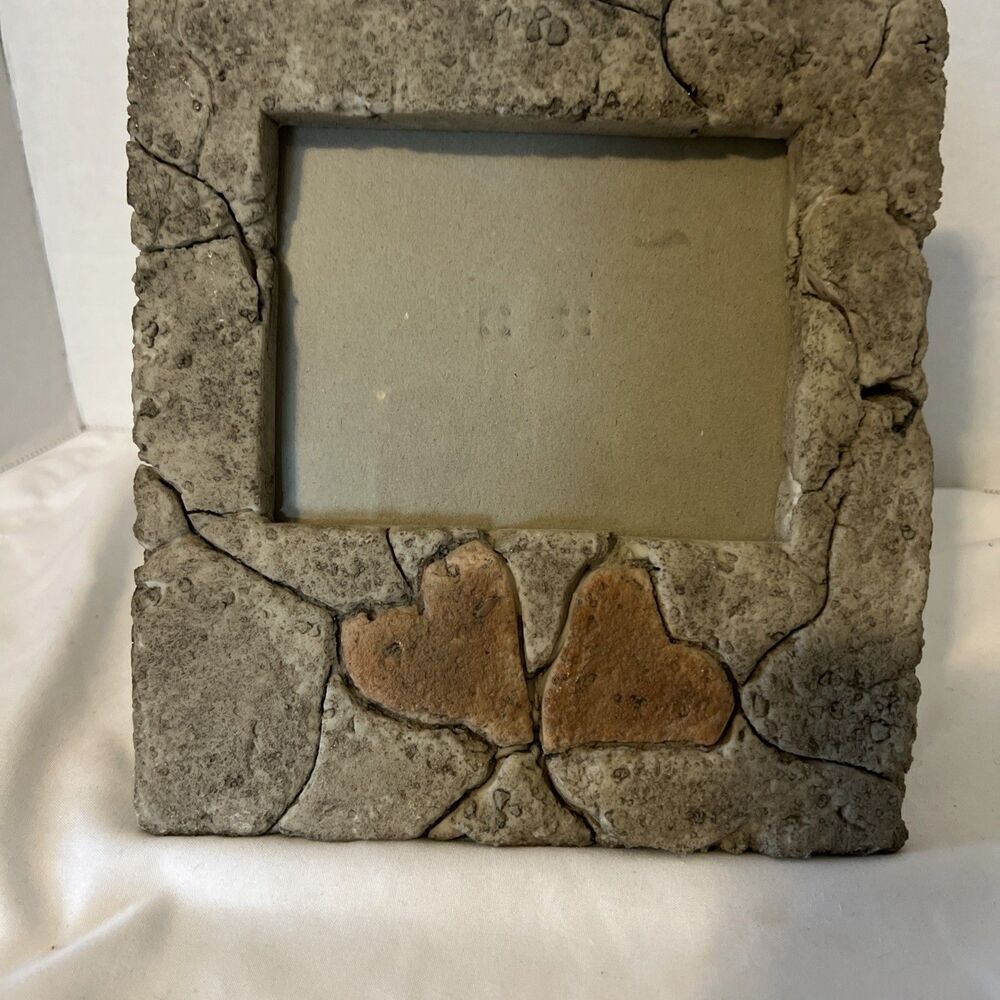 Gray Stone With Hearts Picture Frame 7 1/4” By 6 1/2” Holds 5x4 Photo